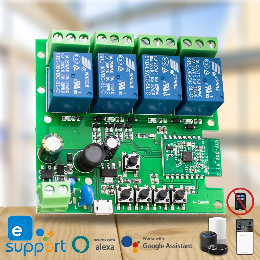 Imagem -02 - Ewelink Canais ac dc 732v 85250v Usb 5v Interruptor de Rádio Disjuntor 4ch Interruptor de Controle Remoto Inteligente Módulo de Relé Wi-fi