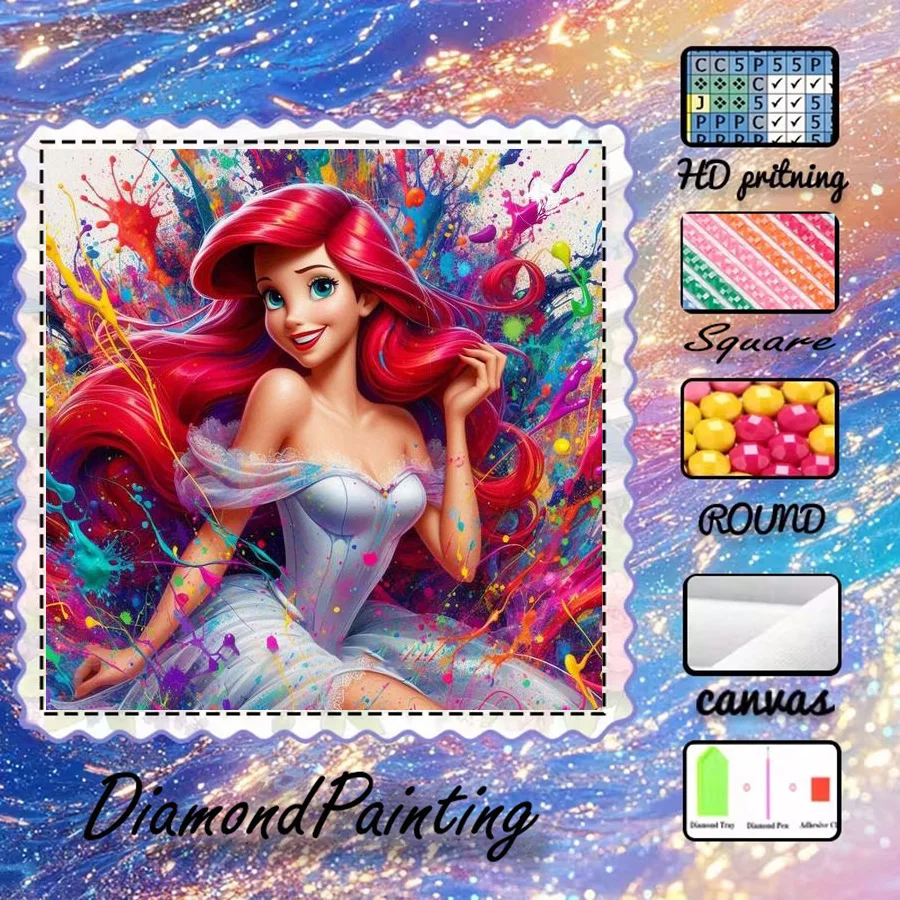 

1 piece - Potdemiel-5D-DIY - Flocking cloth - Special drill - Diamond painting set - Redhead, princess - Diamond art