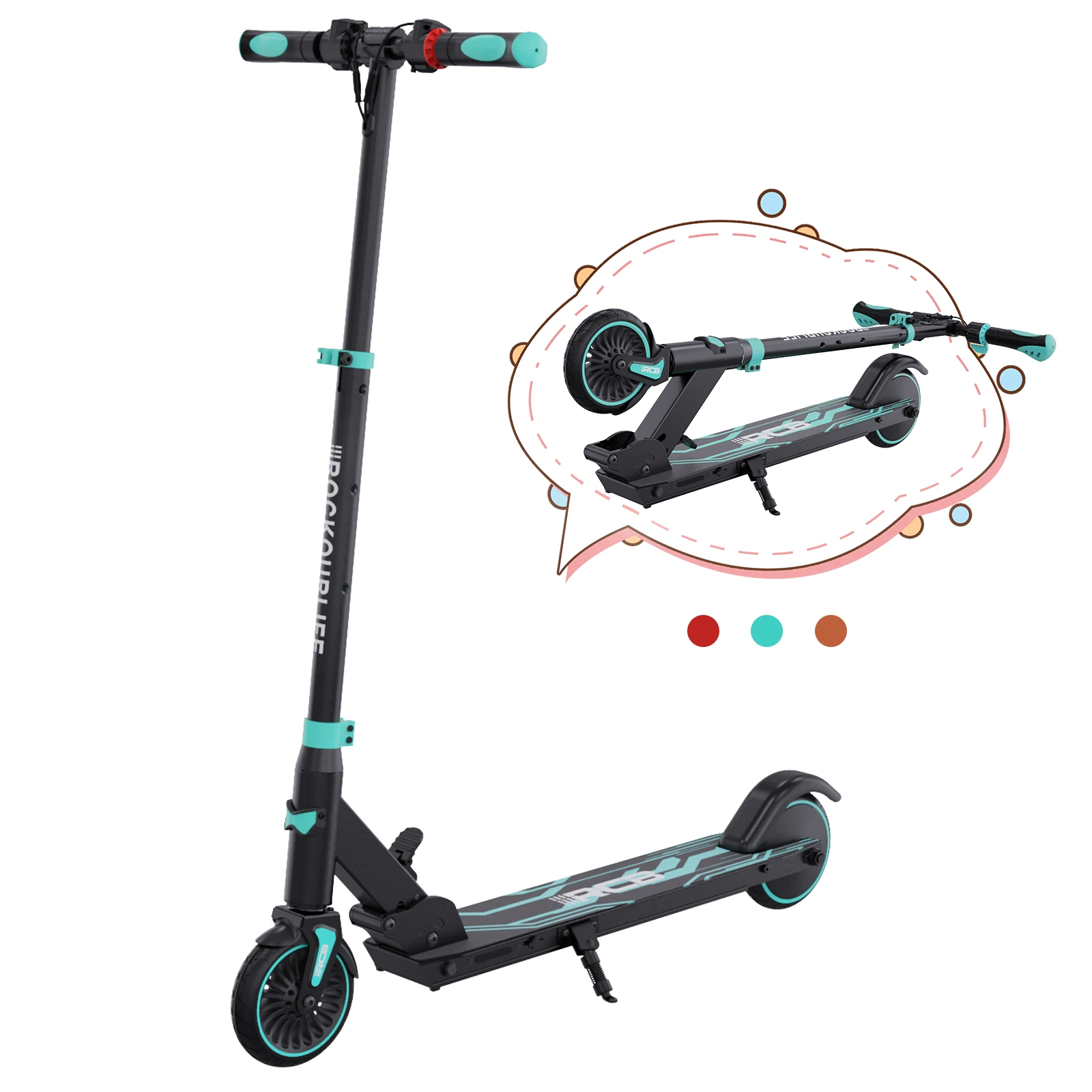 RCB KIDS 8-16, opvouwbare elektrische step voor kinderen, 20 km/u, tot 16 km bereik, ideaal cadeau voor jongens en meisjes