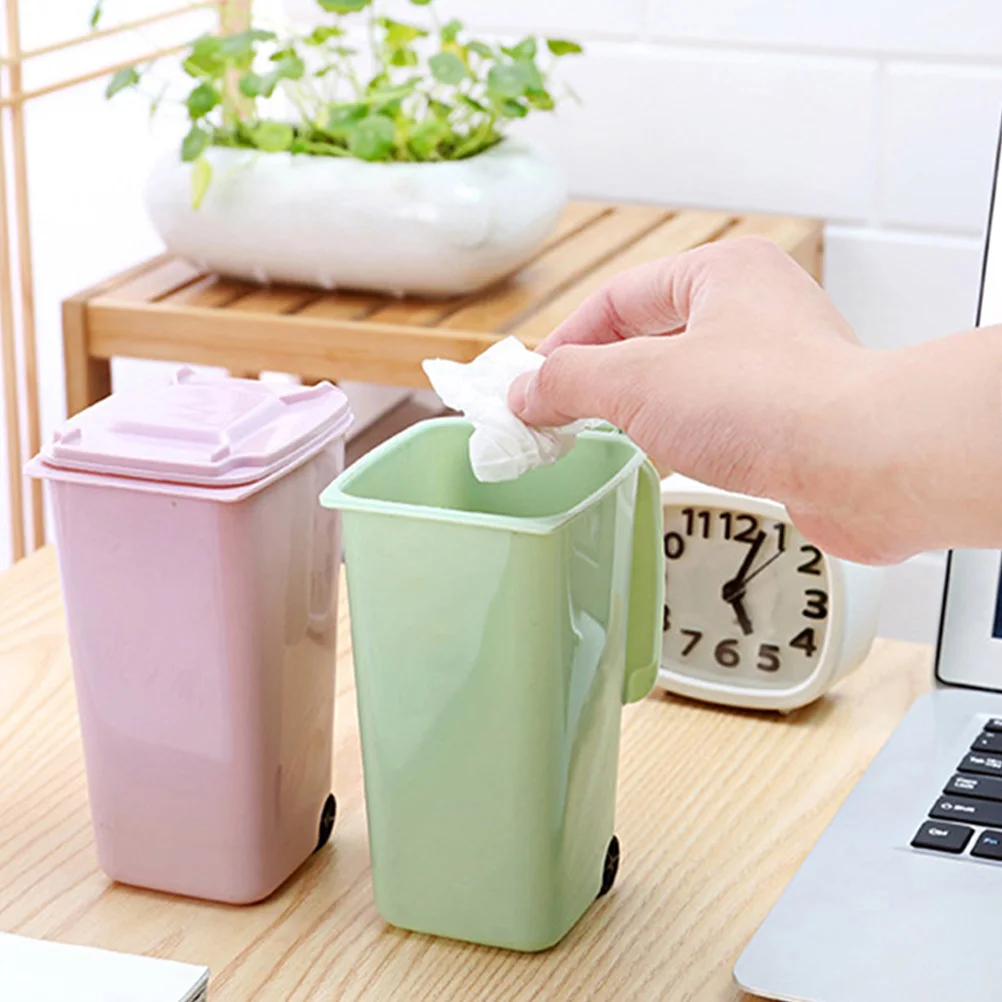 

3Pcs Desktop Mini Trash Can Multi-Function Waste Storage Bucket Office Desk Organizer Pen Holder Tabletop Trash Can
