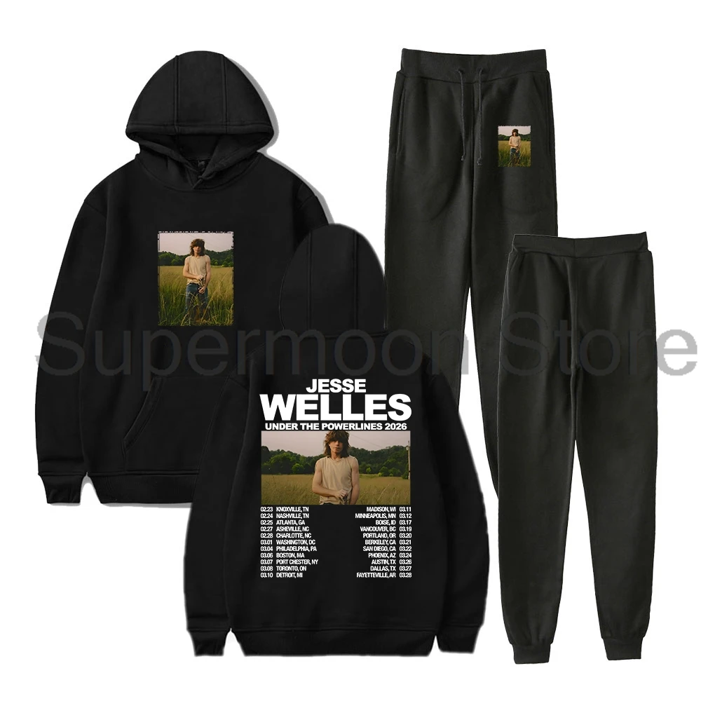 

Jesse Welles Under The Powerlines Tour 2026 Hoodie Jogger Pants Two Piece Set Sweatshirts+Sweatpants Women Men Outfit Sets