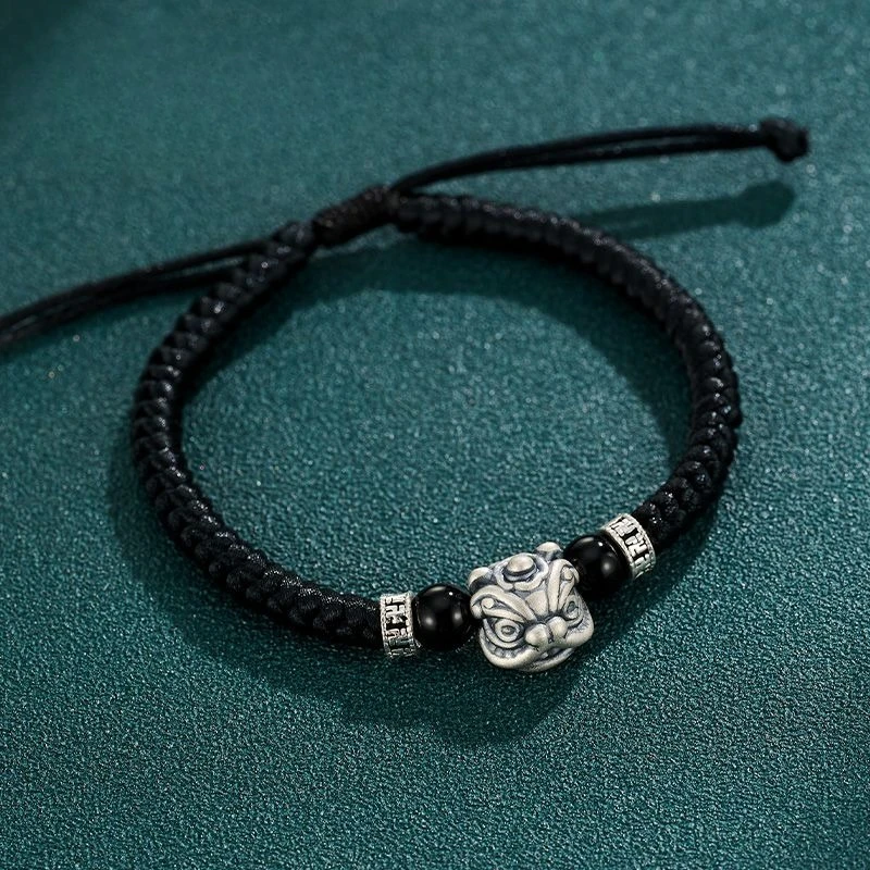 New S999 Silver Lion Dance Bracelet Stylish Niche Hand String Perfect Festival Gift For Boyfriend