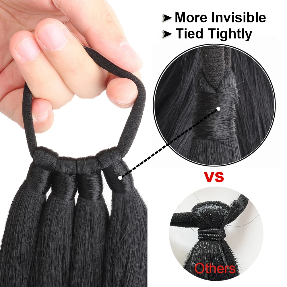 Long Synthetic Braided Ponytail Hair Extension For Women Black Brown Hairpiece Pony Tail With Hair Tie Fake Hair Extensions