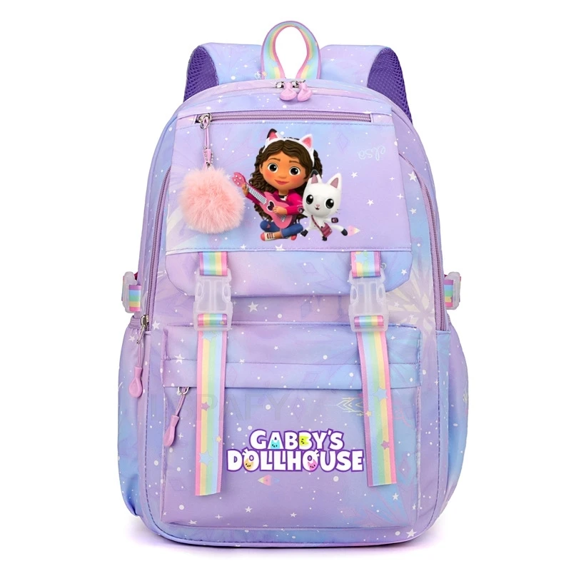 New Gabby Dollhouses Girls School Backpack Kawaii Cartoon Printed School bag Cute Girls School Supplies Children Birthday Gifts