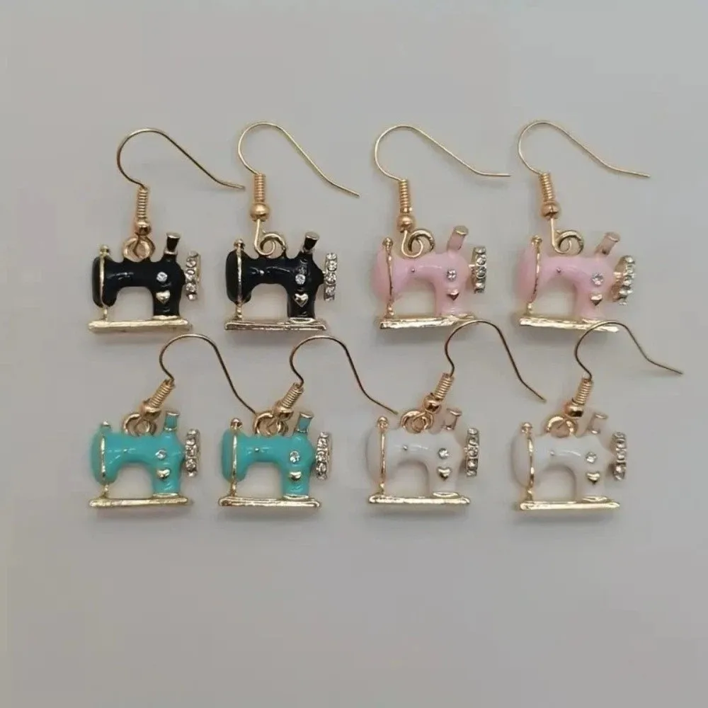 New Vintage Sewing Machine Earrings Enamel Exquisite Drip Oil Earrings Multi-color Creative Alloy Earrings Daily
