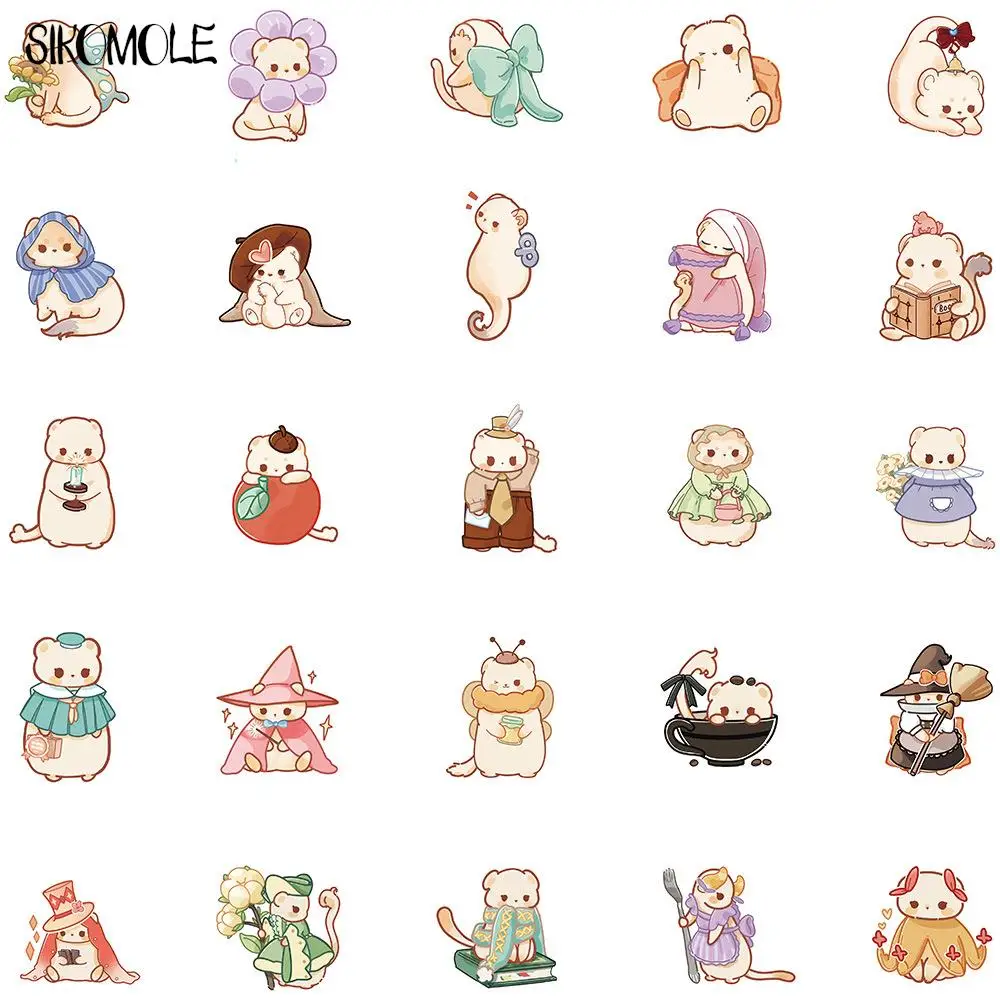 10/30/50PCS Cartoon Cute Ferret Stickers Pretty Kawaii DIY Toys Skateboard Diary Laptop Decals Pegatinas Graffiti Sticker F5