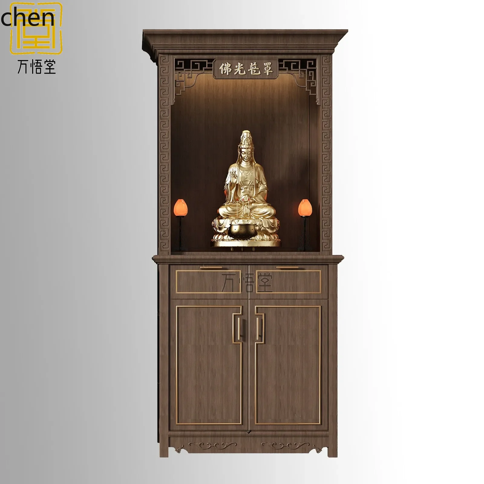 r5.21 Altar Table for Home Use, God Cabinet for Wealth God, Guanyin and Guan Gong Statue, Altar Incense Case