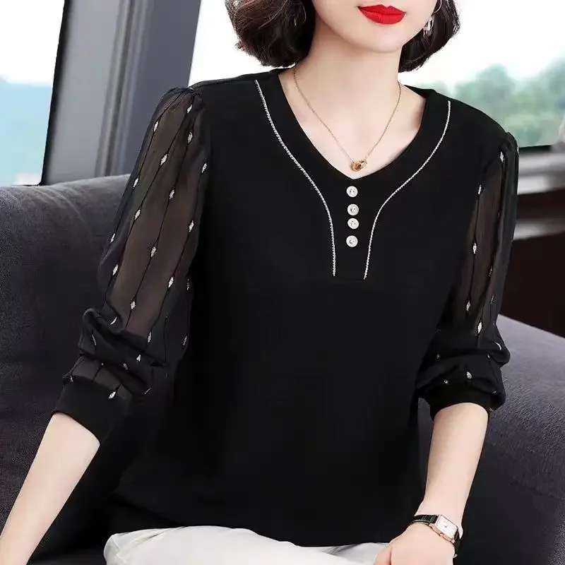 Spring fall fall commuter temperament v-striped shirt on clothing woman elegant fashion blouses with long sleeves woman LU187