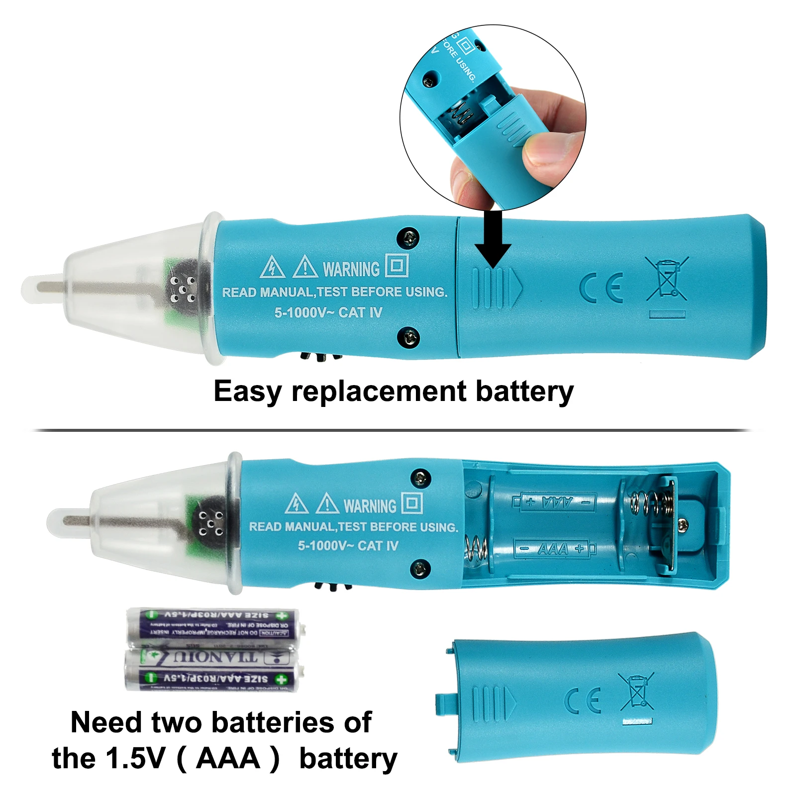 ALL SUN GK16 Non Contact Voltage Tester 5V-1000V AC Voltage Detector Pen Circuit Tester Electric Indicator Tool with Flashlight
