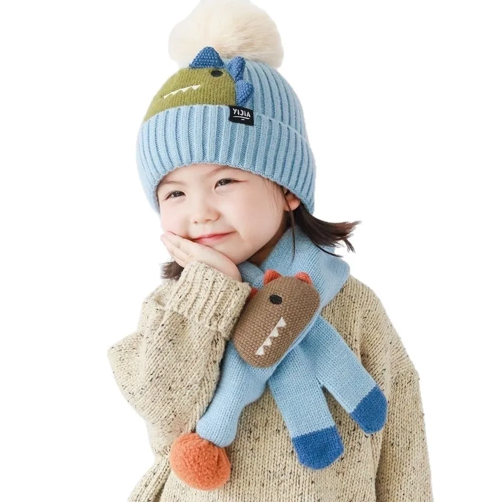 

New Warm Scarf Hat Set Coldproof Knitted Neck Warmer Cute Windproof Pullover Cap for Outdoor Cycling Skiing