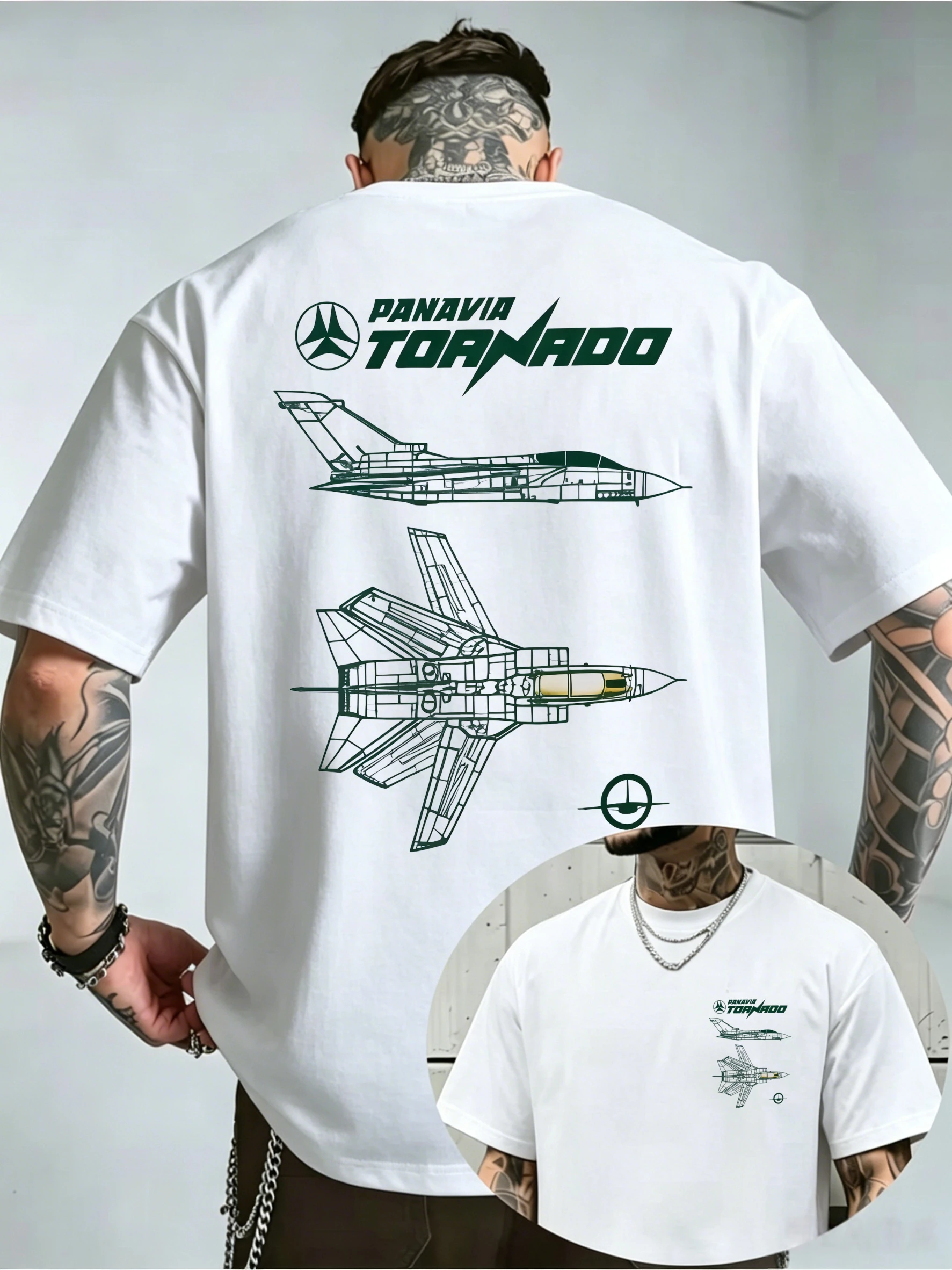 Men'S Panavia Tornado Fighter Jet Blueprint Graphic T-Shirt White  Aviation Enthusiast Tee Casual Military Aircraft Short Sleeve