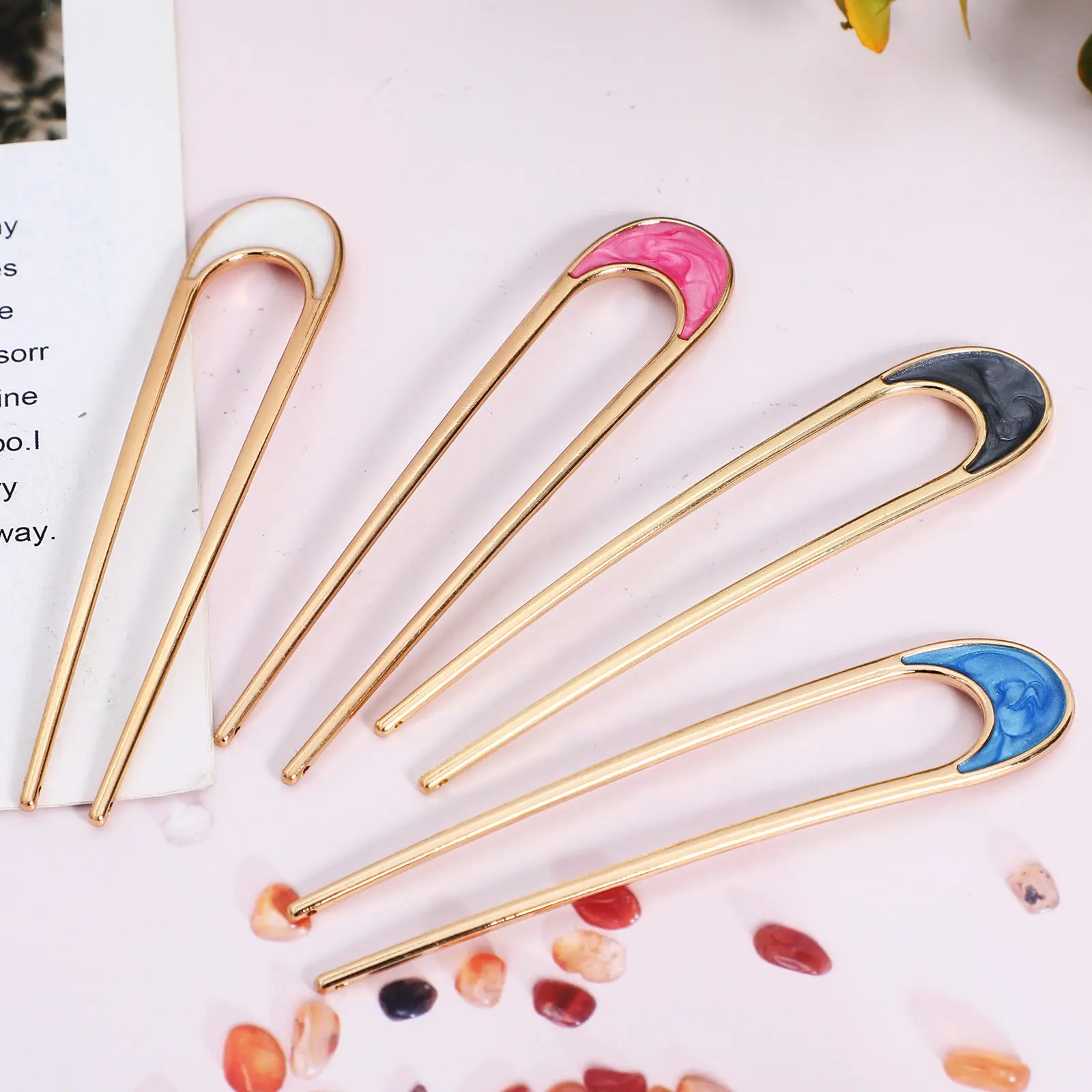 

8pcs French Pins Metal U-Shaped Forks For Thick Long Hair Updos Bun Styling Decorative Hair Accessories Women Hairpin Tool