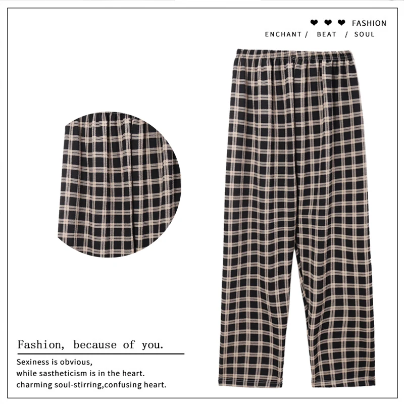 604 black and brown plaid trousers