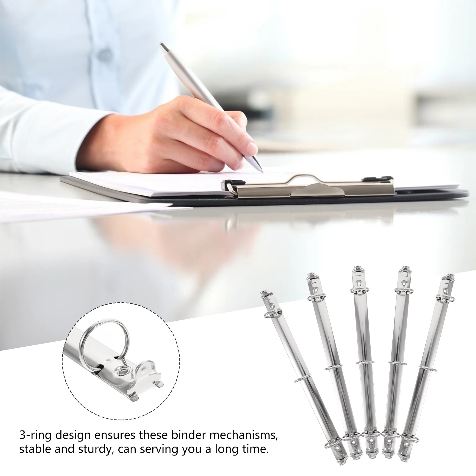 

5pcs Slim 3-Ring Binder Mechanism Replacement Kit for Loose Leaf Notebook Office Supplies Metal Binding Combs