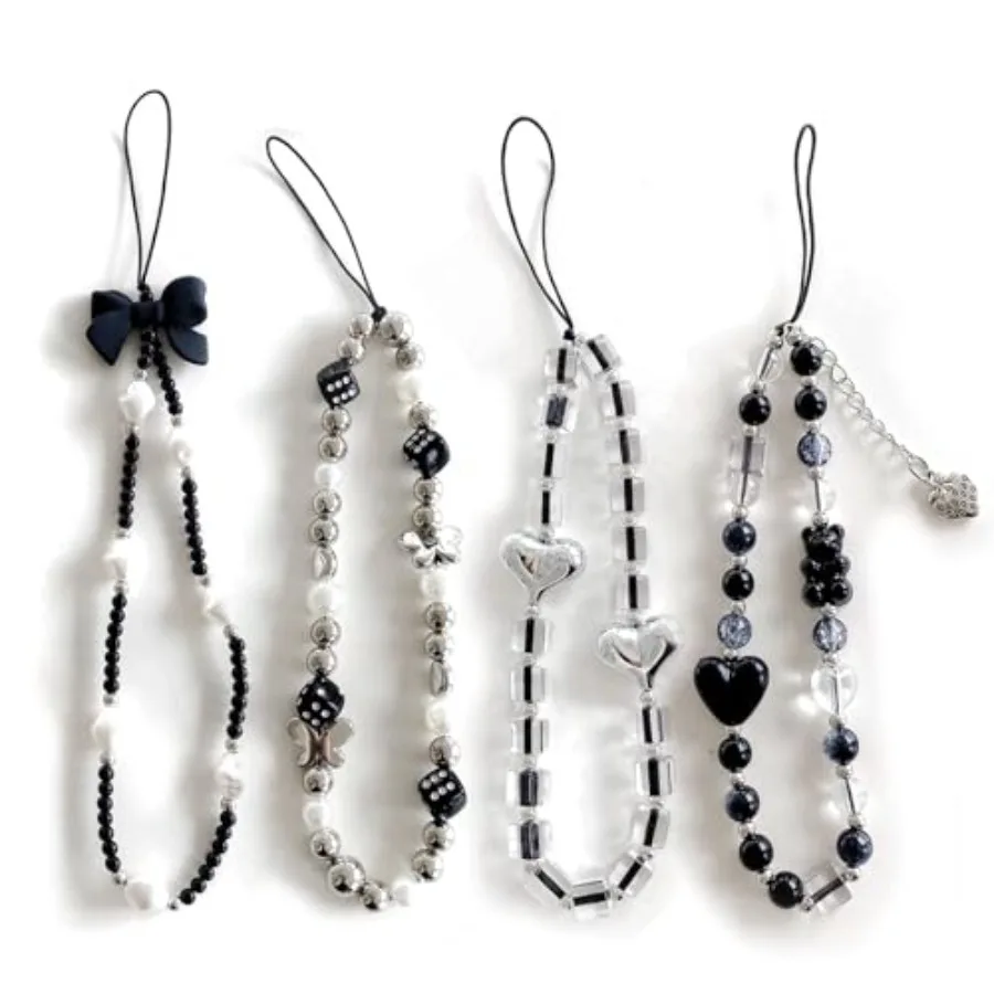 

3PCS Beaded Phone Charms, Acrylic Cell Phone Wrist Strap, Classic Phone Charms Strap, Charms for phone case, Stationery Decorat