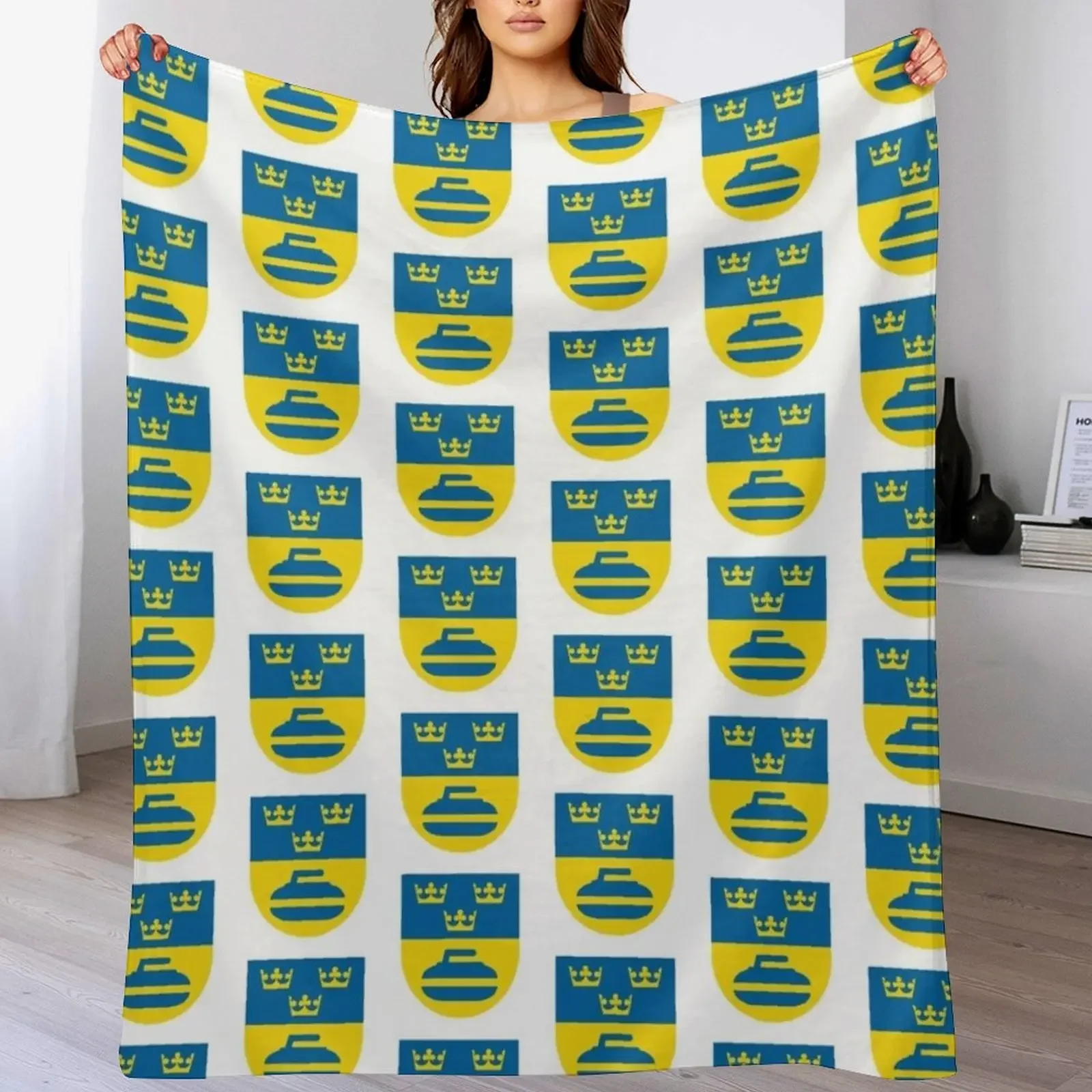 

Sweden curling icons Throw Blanket Stuffeds Soft Beds Travel Sofa Quilt Blankets