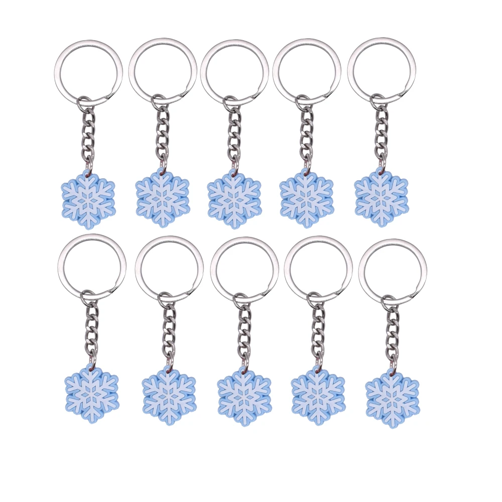 10pcs Snowflake Keychains, Festive Christmas Party Favors and Stocking Stuffer Gifts