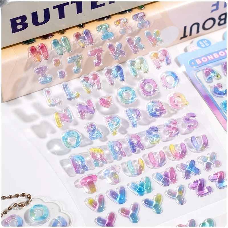 

1 Pcs Colorful English Letters Alphabet 3D Relief Stickers Scrapbooking Diy Cute Stationery School Sticker