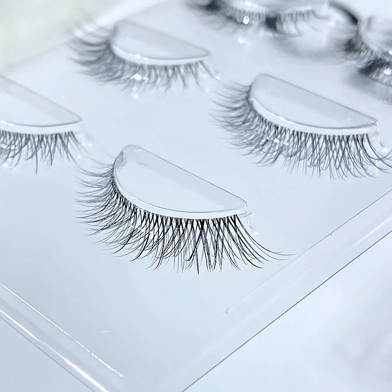 NEUE Transparent Band 3Pairs Make-Up Natürliche Wimpern kurze 3D Auge Wimpern Set Flauschigen Weichen Wiederverwendbare Verlängerung Großhandel