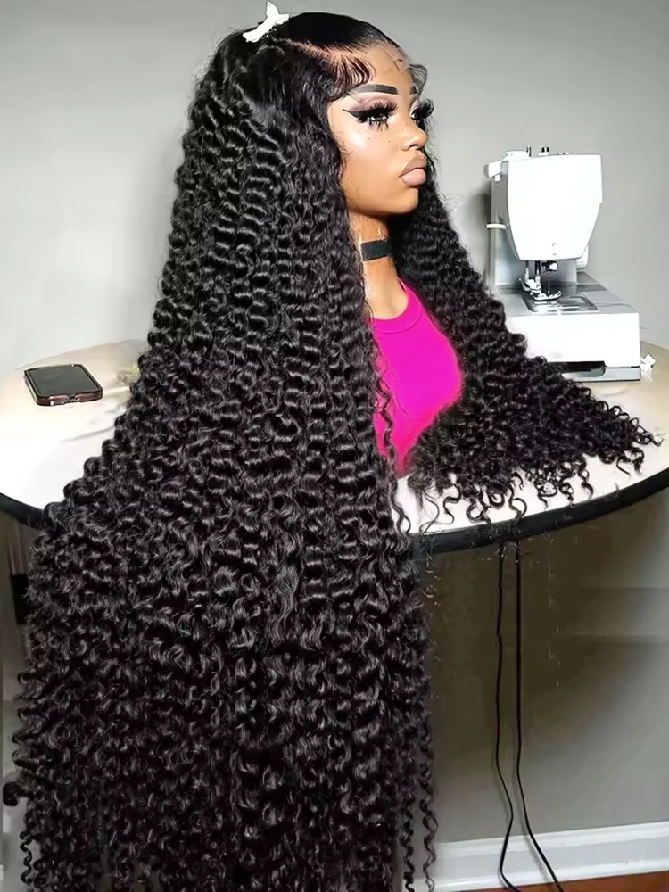 300% كثافة عالية 40 46 بوصة مجعد مائي 13x6 HD الدانتيل الباروكات الأمامية شعر الإنسان البرازيلي موجة عميقة 13x4 الدانتيل شعر مستعار أمامي للنساء