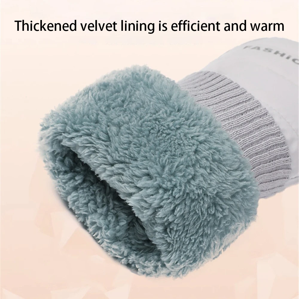 방한 장갑 단색 두껍고 따뜻한 귀여운 디자인, 부드럽고 편안함, 따뜻하고 내구성, 겨울 패션 스키 장갑, 1 개, 2 개