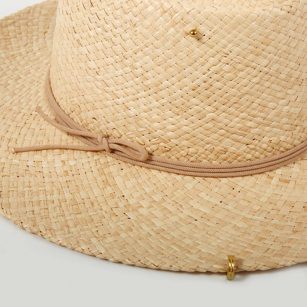 Luxury Designer Chain Straw Hats For Women Handmade Raffia Sun Hats Summer Shade Beach Hats Ladies Party Cap