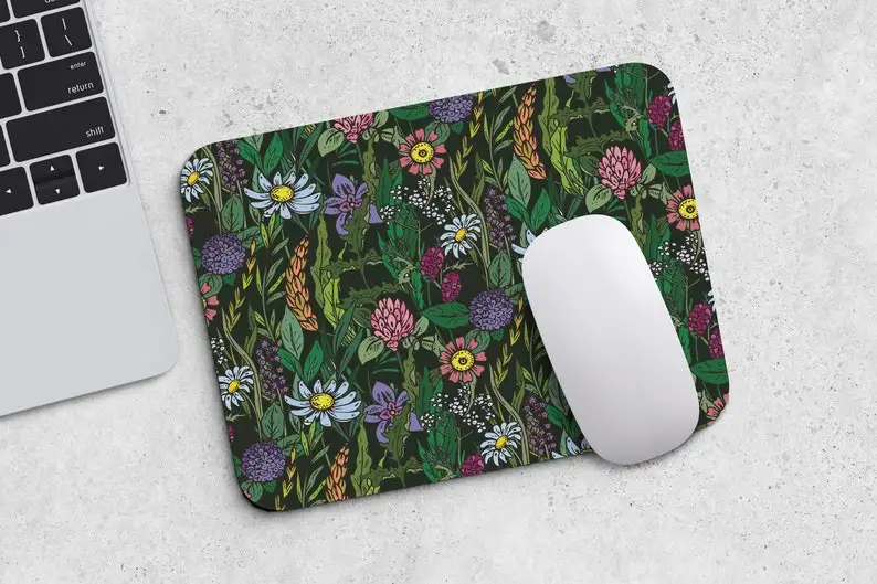

Wild Flowers Mouse Pad Botanical Office Decor Desk Accessories Floral Summer Mousepad Gaming Pc Home Office Setup Mousepad