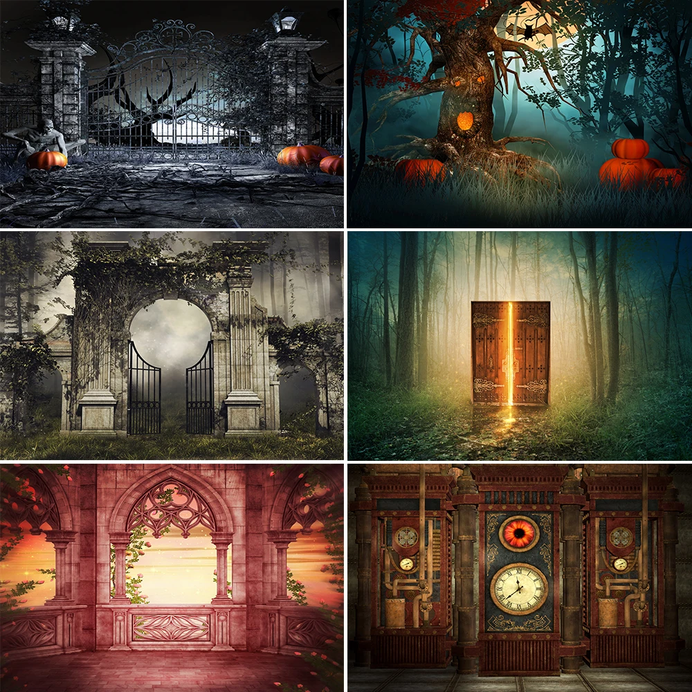 

Bonvvie Photography Backdrop Magic House Candlestick Castle Pumpkin Vintage Portrait Halloween Background For Photo Studio