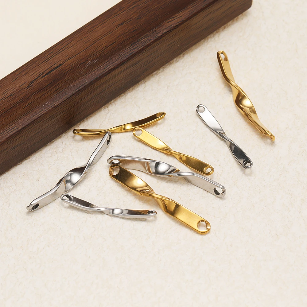 5 Stück Edelstahl Gedrehte Lange Stabanhänger Verbinder für Halsketten Armbänder DIY Handgemachte Schmuckherstellung – Detail 4