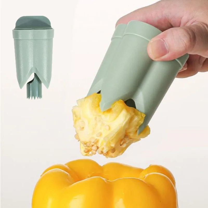 

2-в-1 фруктовый перец, цветной сердцевины, инструмент для удаления семян, портативная кухонная утварь, многоразовый инструмент для удаления сердцевины фруктов и овощей