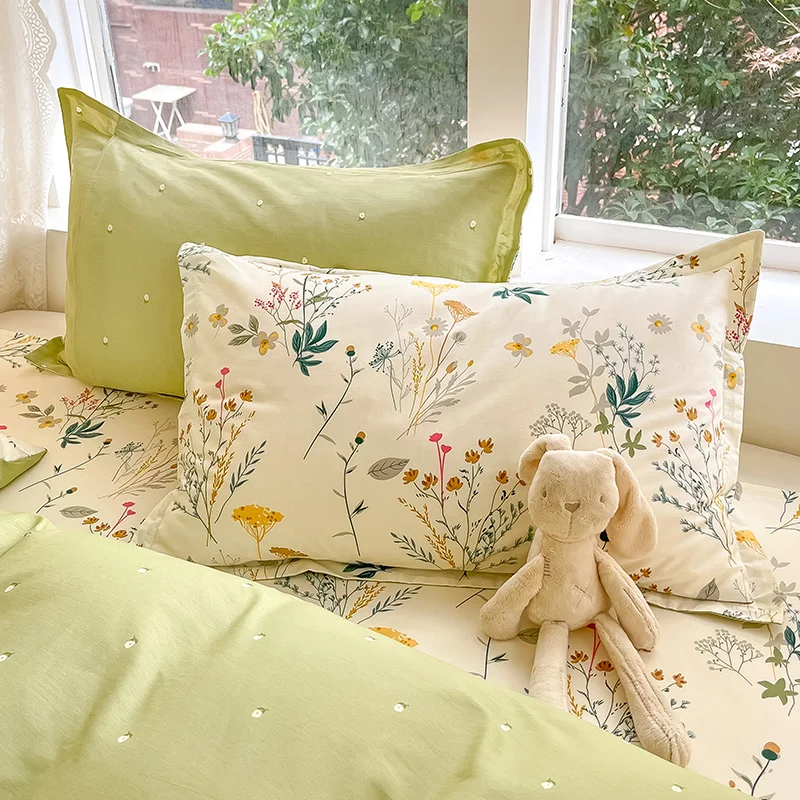 

2pcs Floral Pillow Cover 100% Cotton Pillowcase Soft Pillowslip Home Bed Pillow Sham 48x74cm Cushion Cover