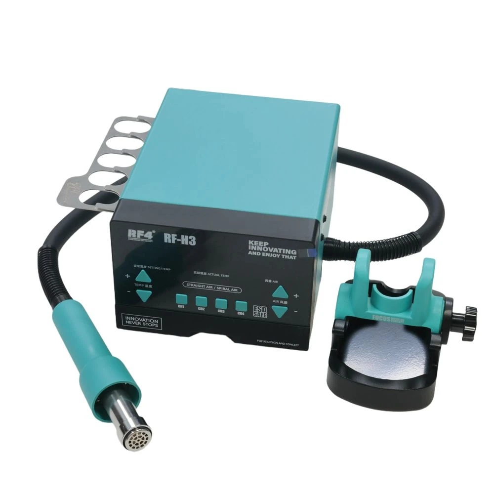 

1200W Hot Air Welder RF-H3 Station Kit with 5 Nozzles 4 Memory LCD Screen Precise Temp Control ±2℃ Brushless Fan