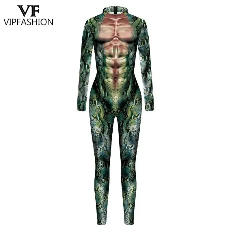 Disfraz de serpiente con estampado 3D de animales para adultos, mono sexy de moda VIP para fiesta de Halloween, catsuit Zentai, mono de cosplay muscular