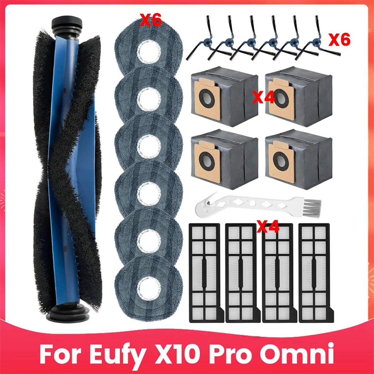 For Eufy X10 Pro Omni Vacuum Cleaner Main Side Brush Hepa Filters Mop Cloth Dust Bags Accessories-LITE