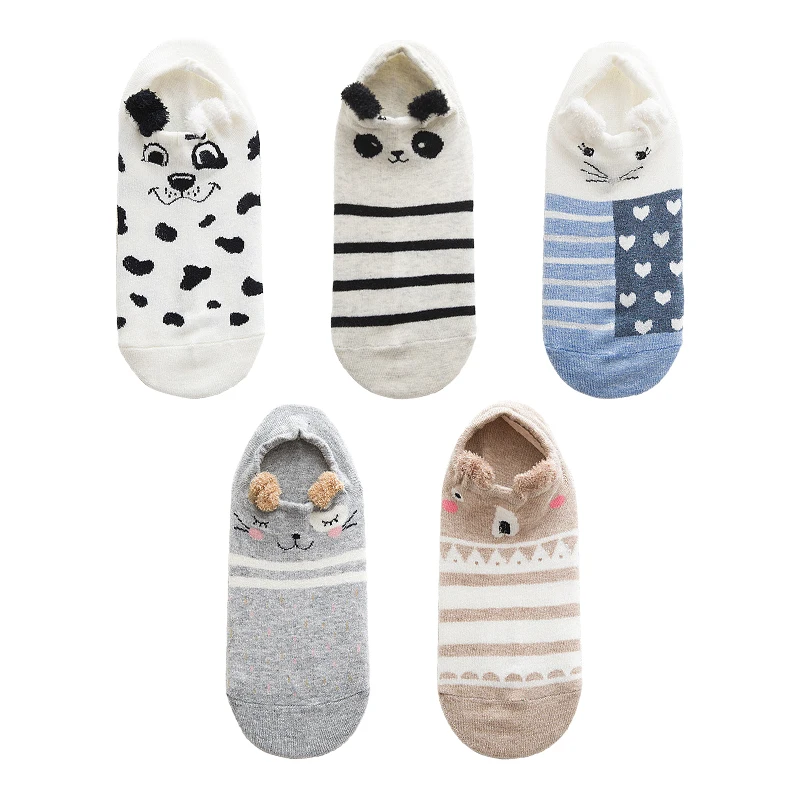 หูร้อนPlush Harajukuพิมพ์ผู้หญิงน่ารักถุงเท้าผ้าฝ้ายฤดูใบไม้ผลิใหม่การ์ตูนแมวสัตว์รูปแบบKawaii Calcetines Mujer Sokken