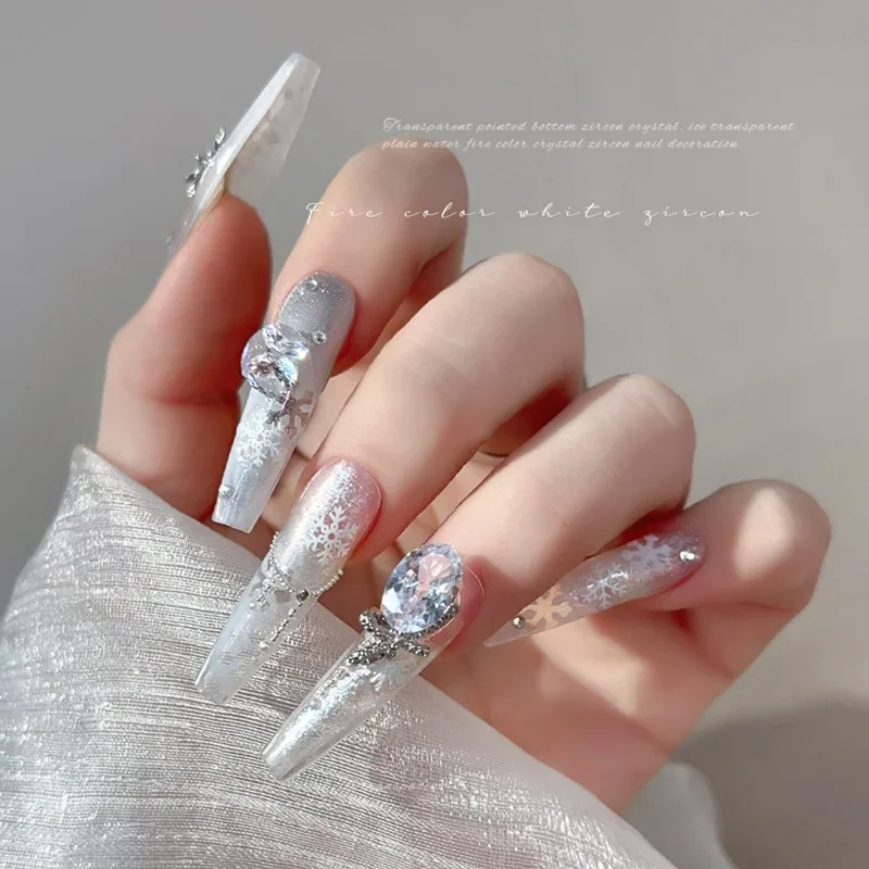 6Pcs Sparkling Multi-facet Pointed Back Zircon Nail Gems, Heart Square Pigeon Egg Long Rectangle Mixed Shaped Nail Art Decor
