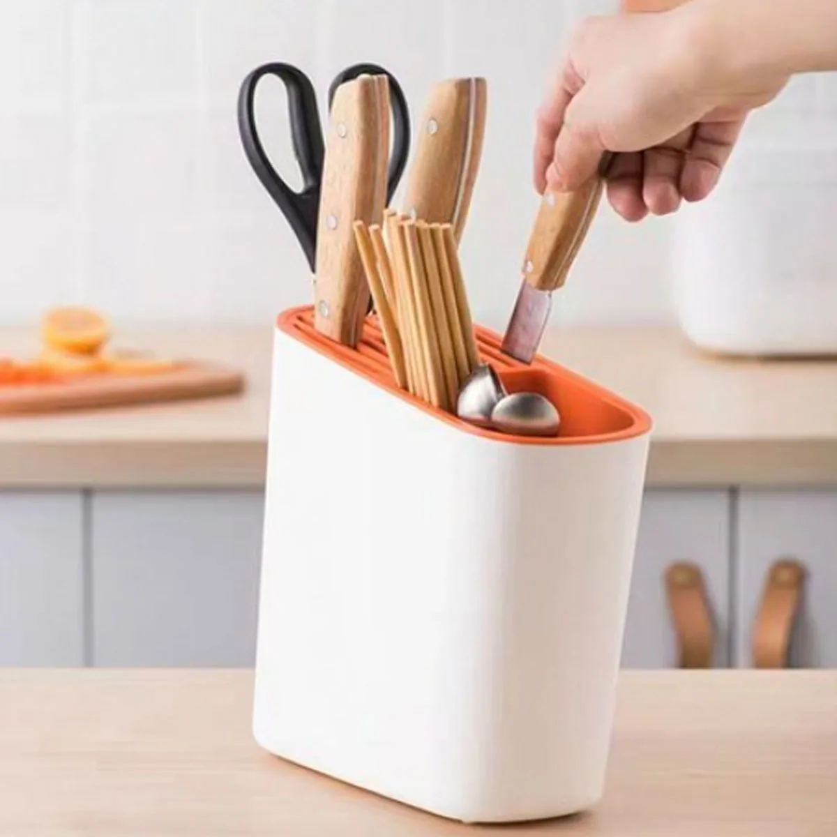 1pc Multifunctional Kitchen Cutlery Rack Inclined Chopstick Cage Plastic Storage Organizer Tableware Knife Chopsticks Holder