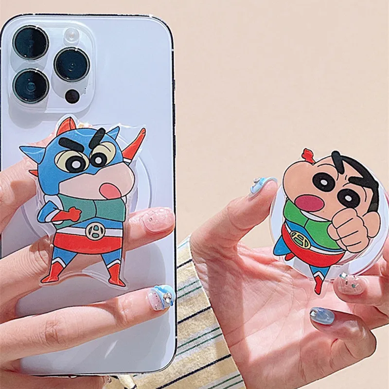 MINISO Cartoon Shin-chan for Magsafe Magnetic Phone Stand Cute  Action Kamen for IPhone Foldable Wireless Charge Case Holder