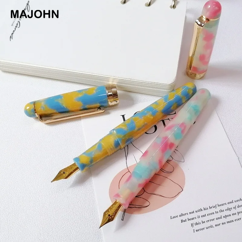 

MAJOHN S9 Final Acrylic Fountain Pen Colorful Smooth Writing Lightweight EF/F Nib Resin Pen Body Gift School Supplies Stationery