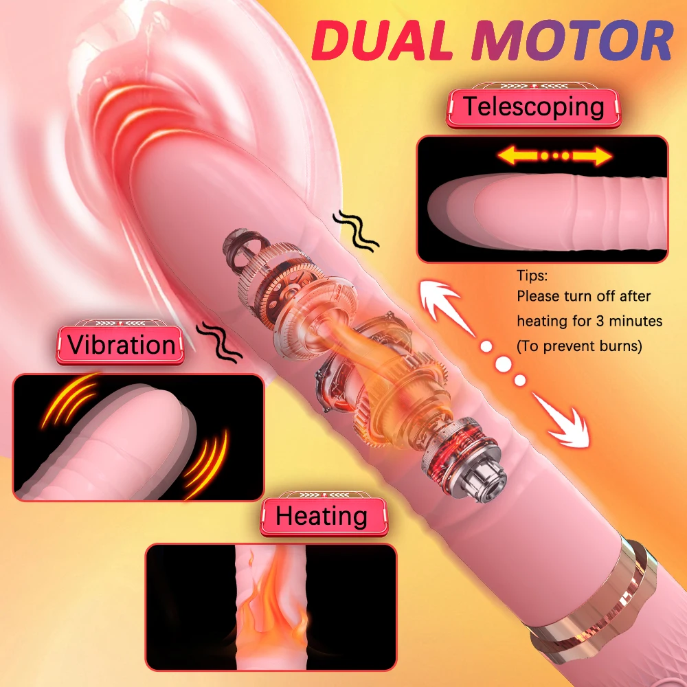 Dual motor Thrusting Dildo Vibrator For Women,Sex Toys Heating Function Clitoral Stimulator For Anal Stimulation Women Couples