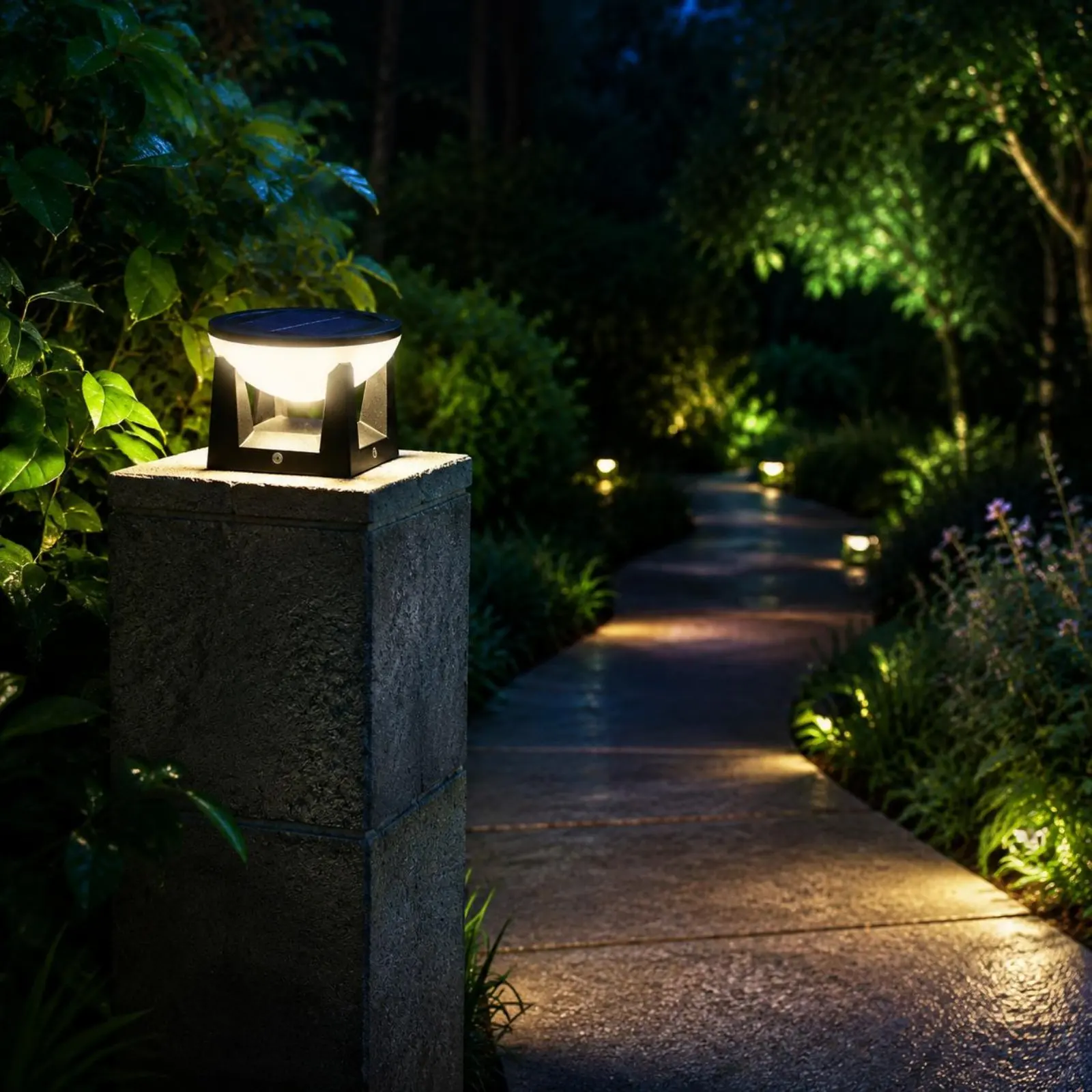 Solar Post Light Easy to Install Solar Pillar Light Waterproof Garden Post Lamp 360° Illumination Outdoor Lighting for Courtyard view 5
