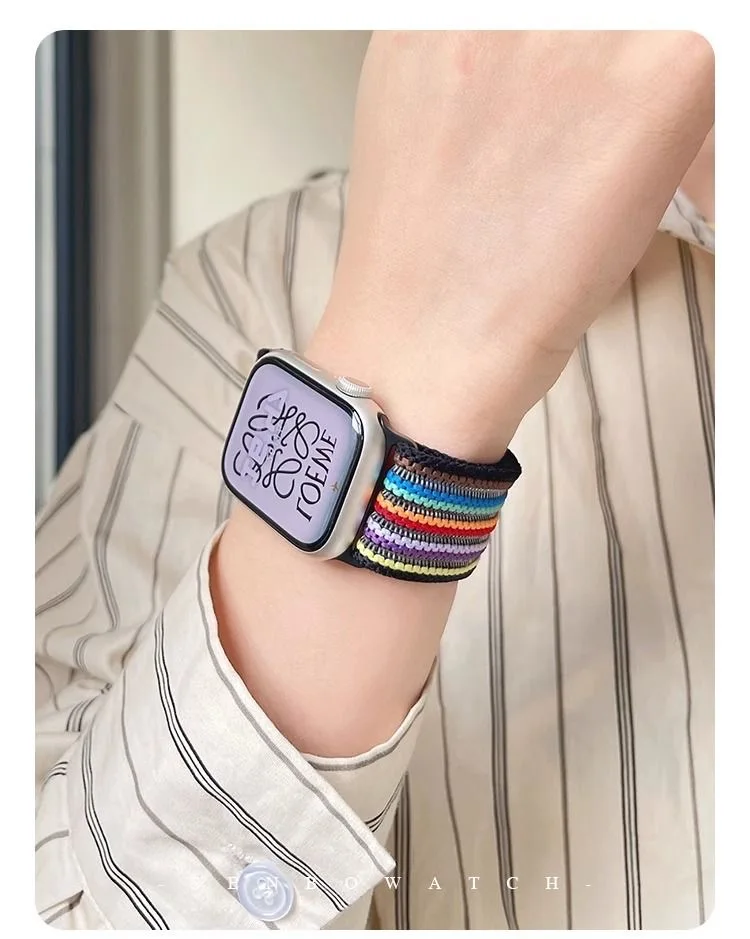 Nylon Loop Straps for Apple watch 10 band 40mm 45mm 44mm 49mm 41mm 42mm Magnetic bracelet iWatch series 9 8 7 6 ultra 2 se