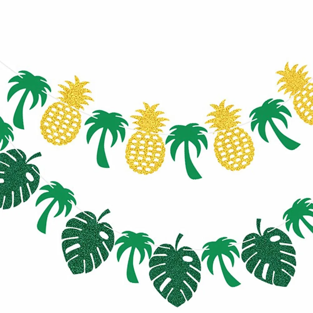 

2 Pcs Party Decoration Banner Coconut Turtle Leaf Birthday Hawaii Decorations Streamer Hanging Funny