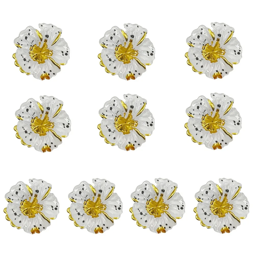 3D Shiny Colored Flowers Colorful Gradient Flatback Rhinestone Flower Perforated Hairpin 1 Hole Design Gold Embossed