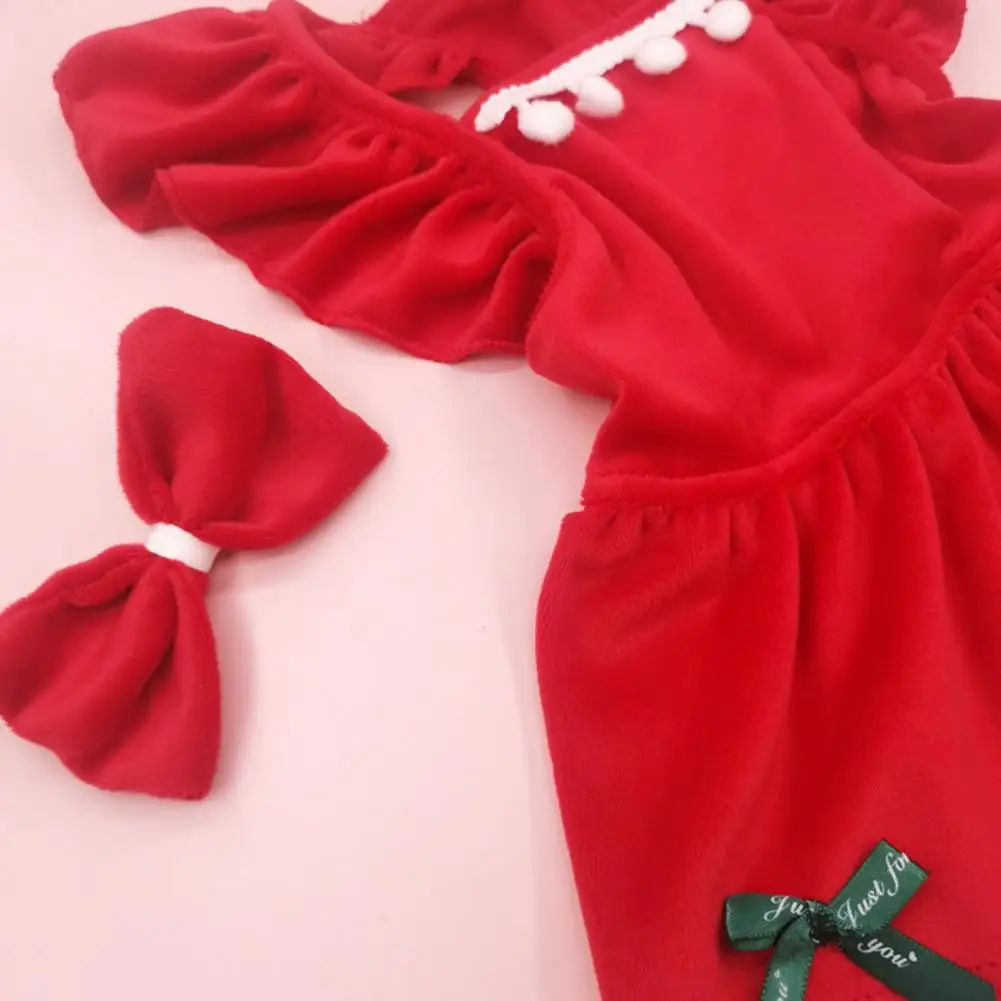 1 Set Pet Dress Christmas Dog Costume Elegant Red Skirt with Bow Headdress Cat Princess Dress Pet Supplies