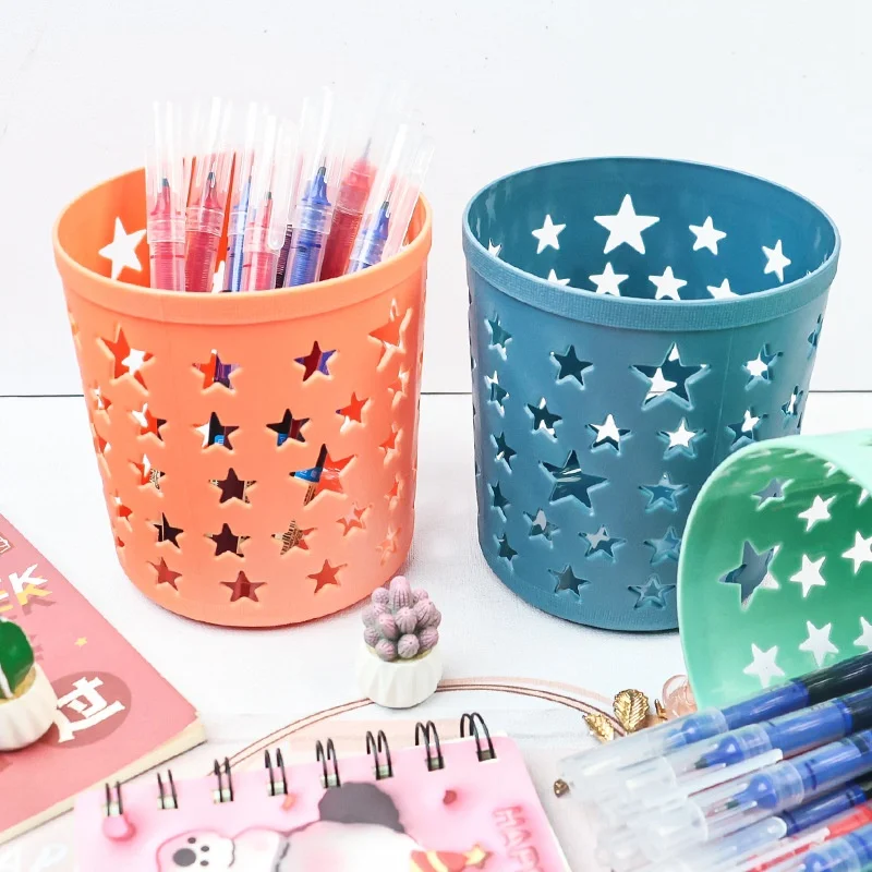 Creative Star Pen Stand Student Large Capacity Pen Storage Box Makeup Brush Organizer Box Student Stationery Supplies