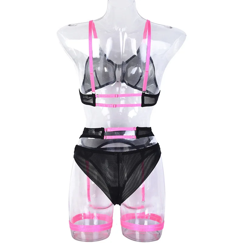 Plus Size Lace Bra Sets Sexy Lingerie For Women Thin Breathable Comfortable Babydoll Dress Underwear Set Exotic Intimate Clothes view 3