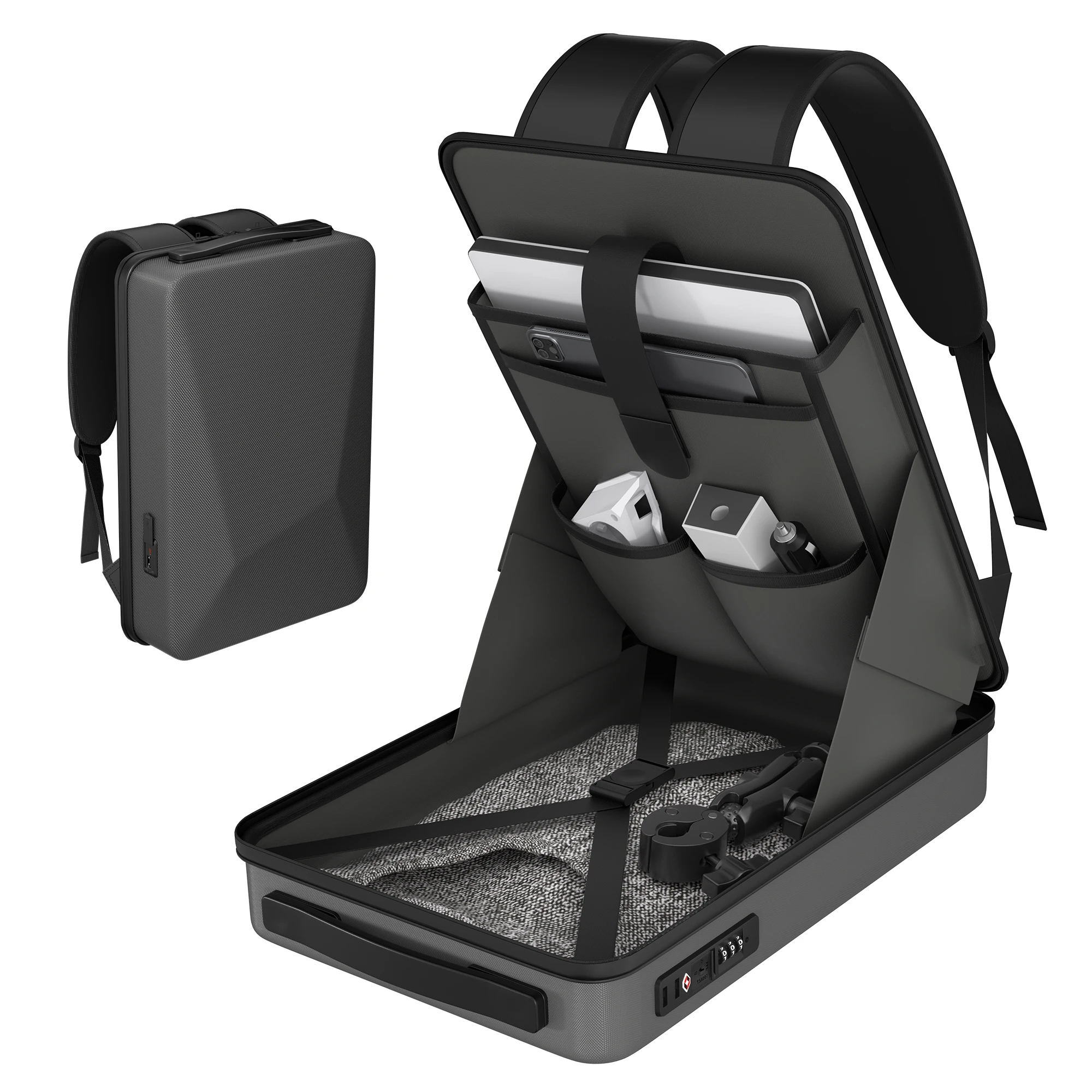 Starlink Mini Backpack Waterproof Starlink Mini Bag with TSA Combination Lock and Charging Port, Smaller Size, Grey