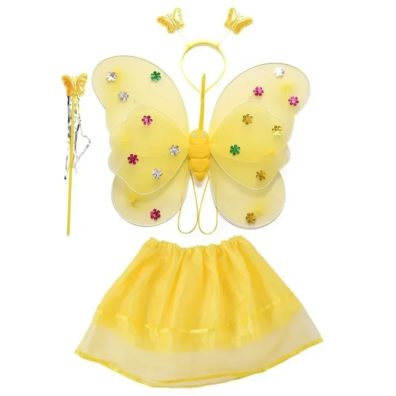 Ailes de papillon LED pour filles, support de sol, ailes de papillon, lumière clignotante, paillettes scintillantes, ensemble de olympiques d'animaux