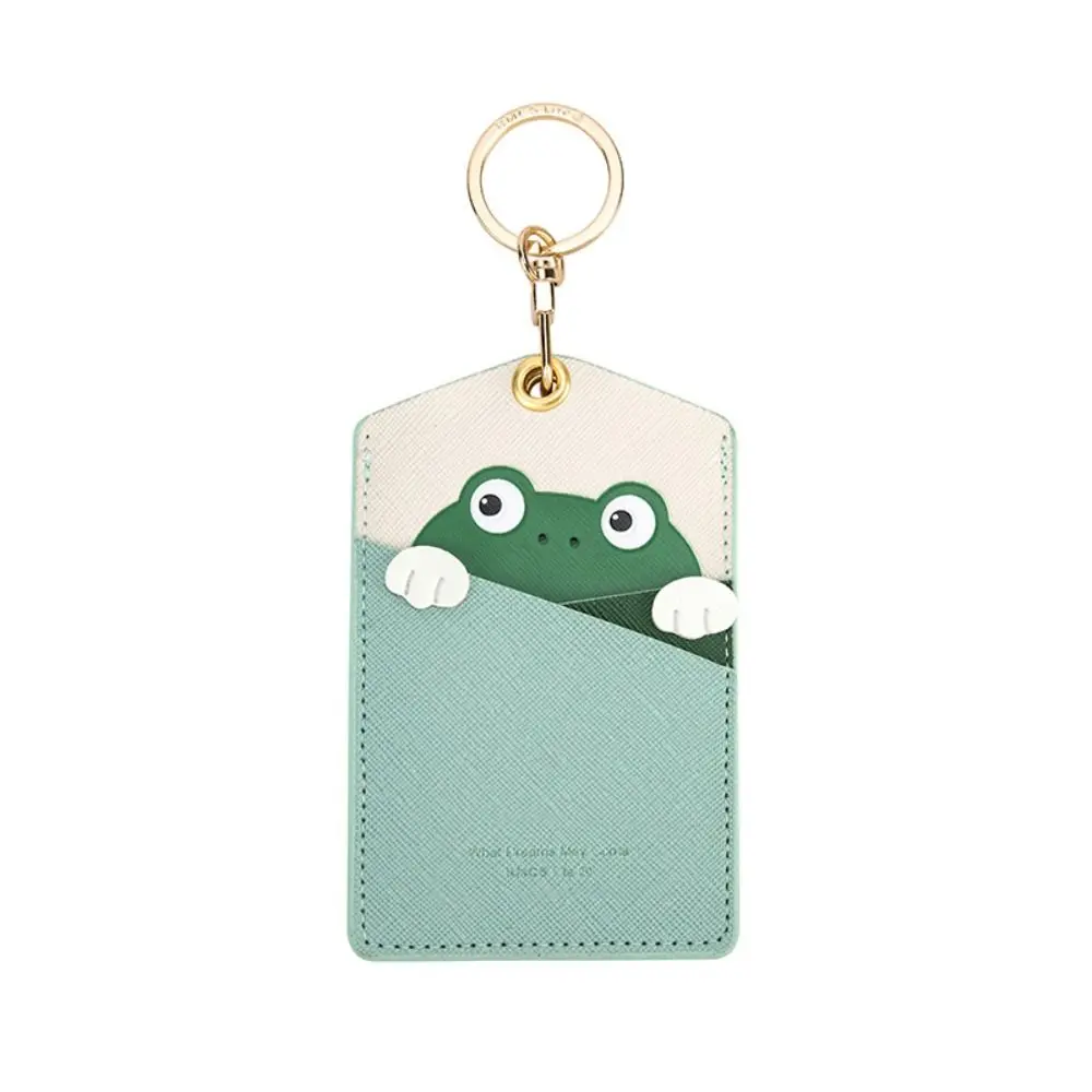 1pc Animal PU Elevator ID Card Holder Credit Card Protection Cover Keyring Work Card Case Portable Key Accessories
